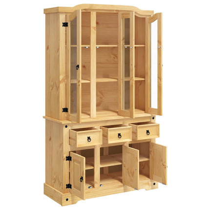 Skänk Corona brun 112x43x196 cm massiv mexikansk furu