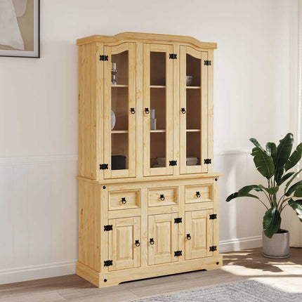 Skänk Corona brun 112x43x196 cm massiv mexikansk furu