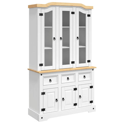 Skänk Corona vit 112x43x196 cm massiv mexikansk furu