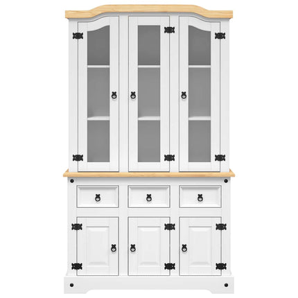 Skänk Corona vit 112x43x196 cm massiv mexikansk furu