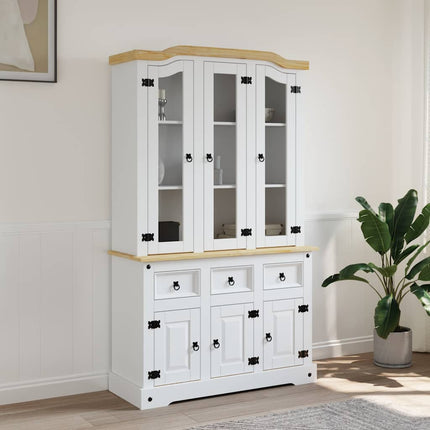 Skänk Corona vit 112x43x196 cm massiv mexikansk furu
