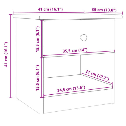 Sängbord ALTA 41x35x41 cm massiv furu