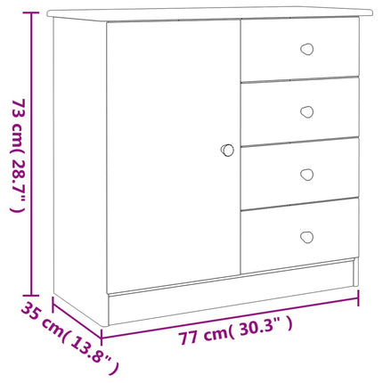 Skänk ALTA vit 77x35x73 cm massiv furu