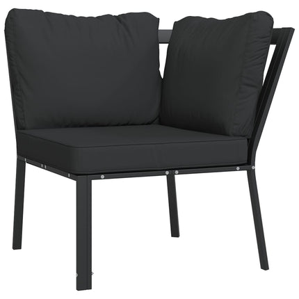 Loungegrupp 11 delar mörkgrå dynor stål