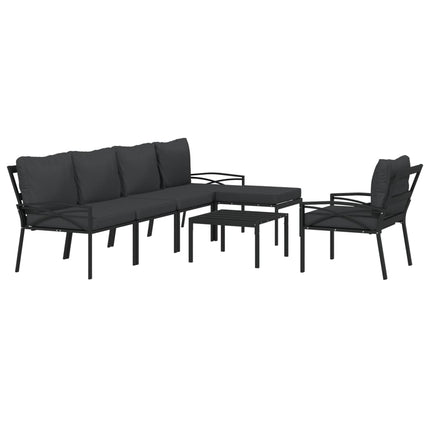 Loungegrupp 7 delar grå dynor stål