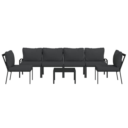 Loungegrupp 7 delar grå dynor stål