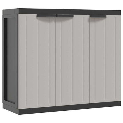 Förvaringsskåp för trädgården grå och svart 97x37x85 cm PP