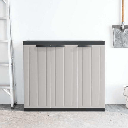 Förvaringsskåp för trädgården grå och svart 97x37x85 cm PP