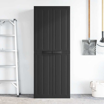 Förvaringsskåp för trädgården svart 65x37x165 cm PP