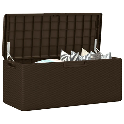 Dnybox med sittdyna brun 350 l PP