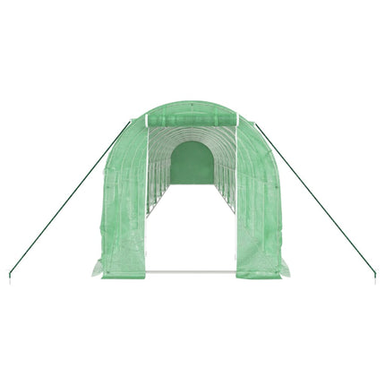 Växthus med stålram grön 28 m² 14x2x2 m