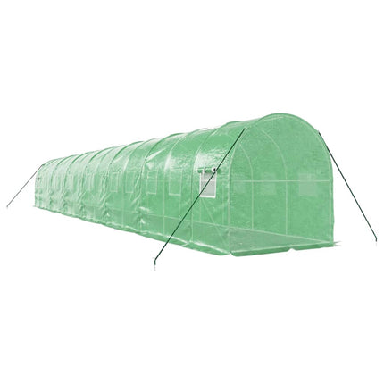 Växthus med stålram grön 28 m² 14x2x2 m