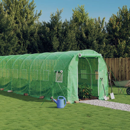 Växthus med stålram grön 48m² 24x2x2 m