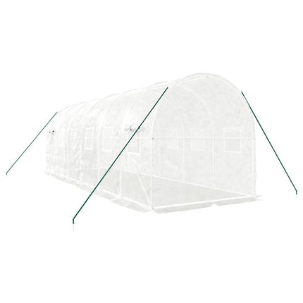 Växthus med stålram vit 12 m² 6x2x2 m