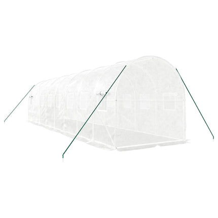 Växthus med stålram vit 16 m² 8x2x2 m