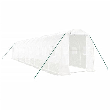 Växthus med stålram vit 20 m² 10x2x2 m
