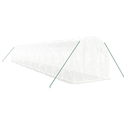 Växthus med stålram vit 28 m² 14x2x2 m