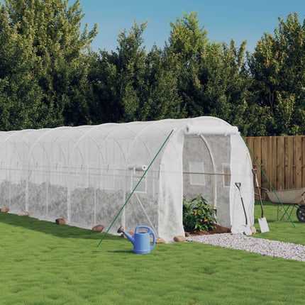 Växthus med stålram vit 48m² 24x2x2 m
