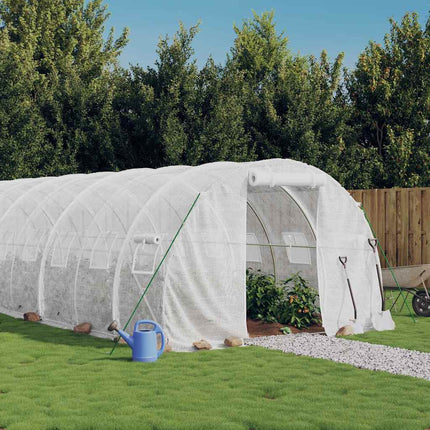 Växthus med stålram vit 18 m² 6x3x2 m