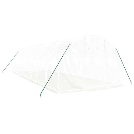 Växthus med stålram vit 24 m² 8x3x2 m