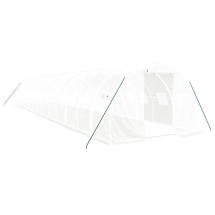 Växthus med stålram vit 42 m² 14x3x2 m