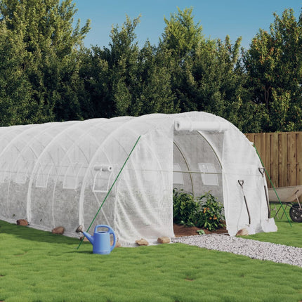 Växthus med stålram vit 54 m² 18x3x2 m