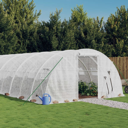 Växthus med stålram vit 56 m² 14x4x2 m