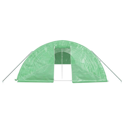Växthus med stålram grön 80 m² 16x5x2,3 m