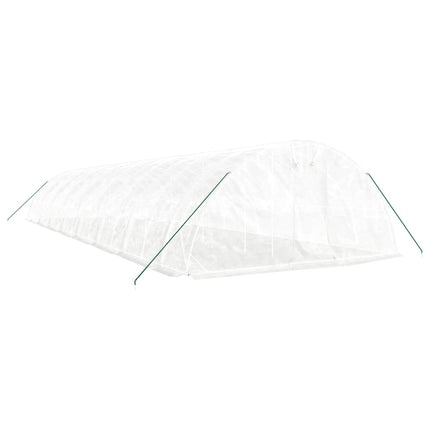 Växthus med stålram vit 80 m² 16x5x2,3 m