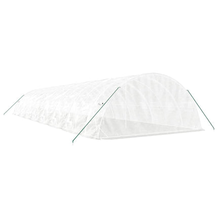 Växthus med stålram vit 80 m² 16x5x2,3 m