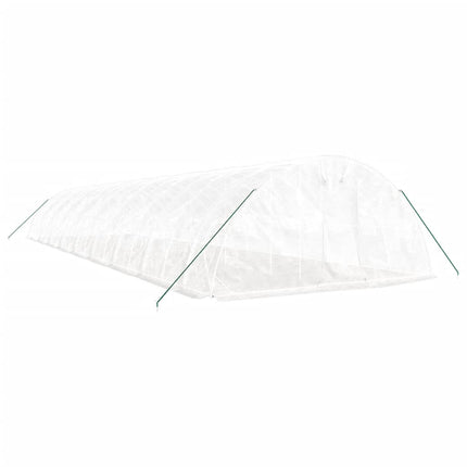 Växthus med stålram vit 90 m² 18x5x2,3 m
