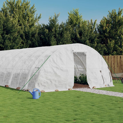 Växthus med stålram vit 90 m² 18x5x2,3 m