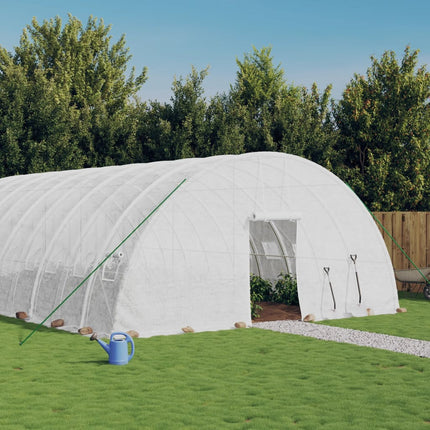 Växthus med stålram vit 108 m² 18x6x2,85 m