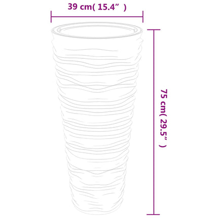 Blomkruka med avtagbar insida vit 18/45 L PP räfflad