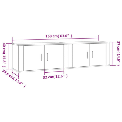 Väggmonterade tv-skåp 2 st Sonoma ek 80x34,5x40 cm