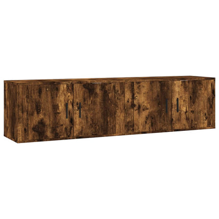 Väggmonterade tv-skåp 2 st rökfärgad ek 80x34,5x40 cm