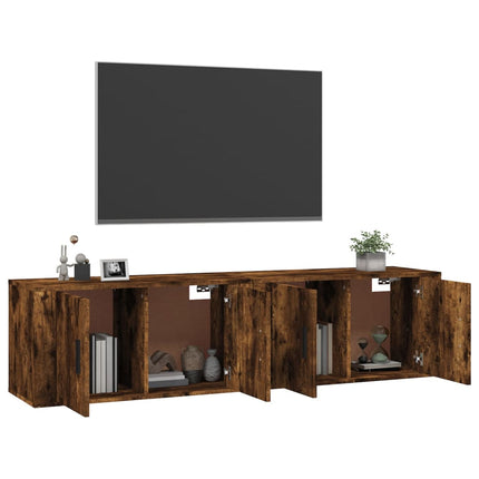 Väggmonterade tv-skåp 2 st rökfärgad ek 80x34,5x40 cm