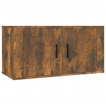 Väggmonterade tv-skåp 2 st rökfärgad ek 80x34,5x40 cm