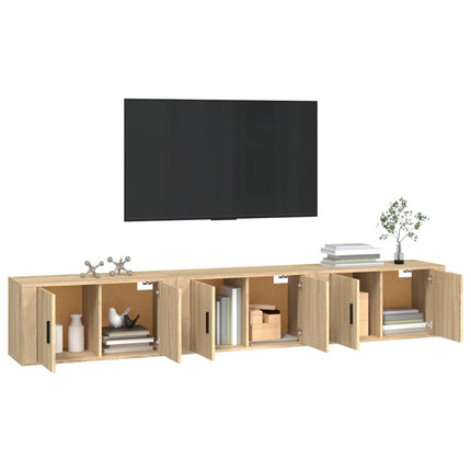 Väggmonterade tv-skåp 3 st Sonoma ek 80x34,5x40 cm