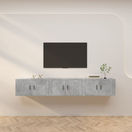 Väggmonterade tv-skåp 3 st betonggrå 80x34,5x40 cm