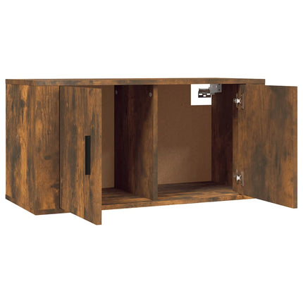 Väggmonterade tv-skåp 3 st rökfärgad ek 80x34,5x40 cm