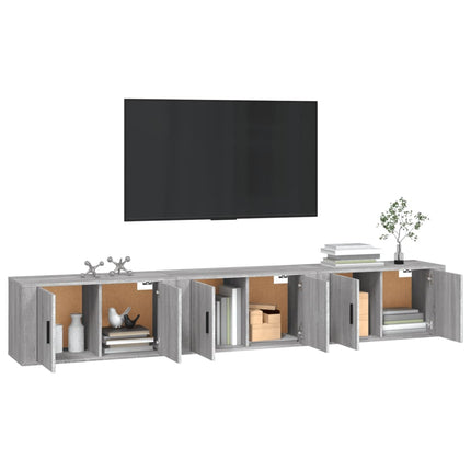 Väggmonterade tv-skåp 3 st grå sonoma 80x34,5x40 cm