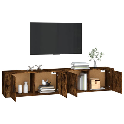 Väggmonterade tv-skåp 2 st rökfärgad ek 100x34,5x40 cm