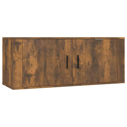Väggmonterade tv-skåp 2 st rökfärgad ek 100x34,5x40 cm