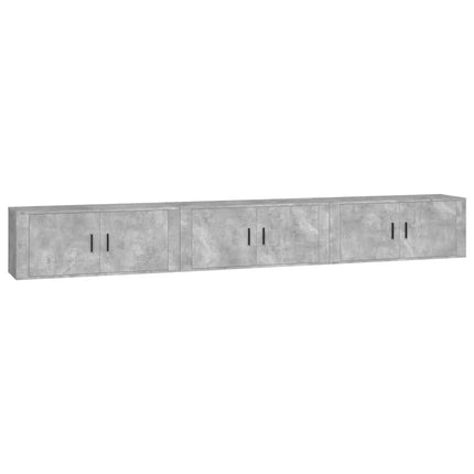 Väggmonterade tv-skåp 3 st betonggrå 100x34,5x40 cm