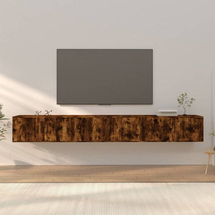 Väggmonterade tv-skåp 3 st rökfärgad ek 100x34,5x40 cm