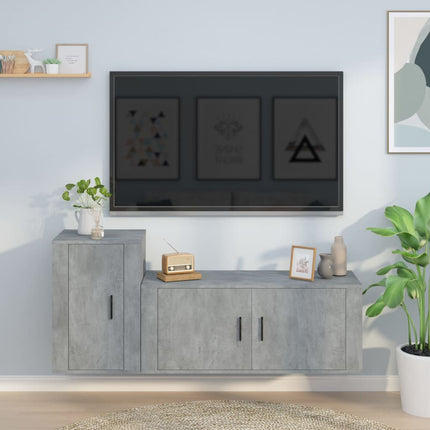 Tv-skåp 2 delar betonggrå konstruerat trä