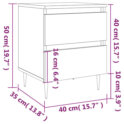 Sängbord vit 40x35x50 cm konstruerat trä