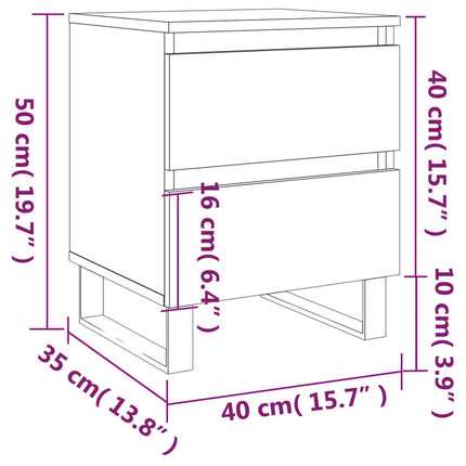 Sängbord rökfärgad ek 40x35x50 cm konstruerat trä