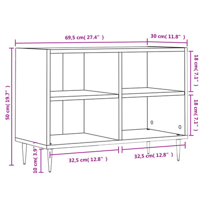 Tv-bänk betonggrå 69,5x30x50 cm konstruerat trä
